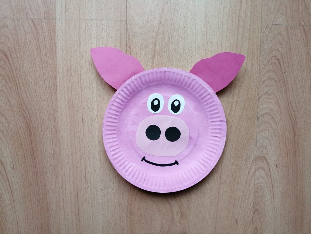 Świnia - praca plastyczna z wykorzystaniem talerzyka papierowego