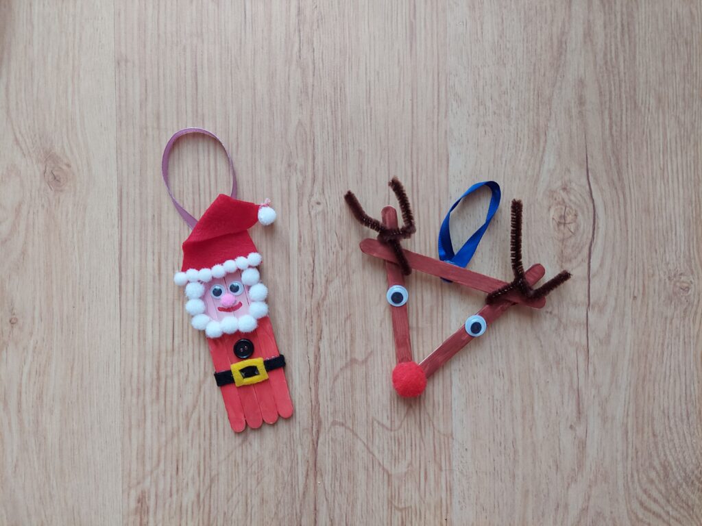 Mikołaj i renifer – bożonarodzeniowe ozdoby DIY – praca plastyczno – techniczna
